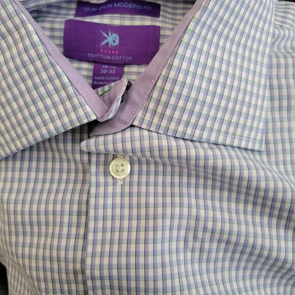 Egara Dress Shirt Mens Size 16.5 Non Iron Modern Fit Egyptian Cotton Flip Cuffs - Picture 6 of 7